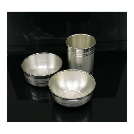 999 pure silver combo of two bowl and single glass, silver vessel, silver baby utensils, silver puja article in India, UK, USA, All Country