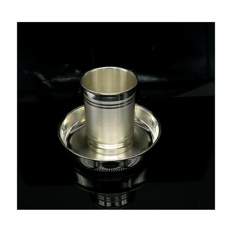 999 fine silver Water/milk tumbler and plate, silver vessel, silver baby utensils, silver puja article in India, UK, USA, All Country