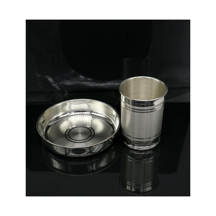 999 fine silver Water/milk tumbler and plate, silver vessel, silver baby utensils, silver puja article in India, UK, USA, All Country
