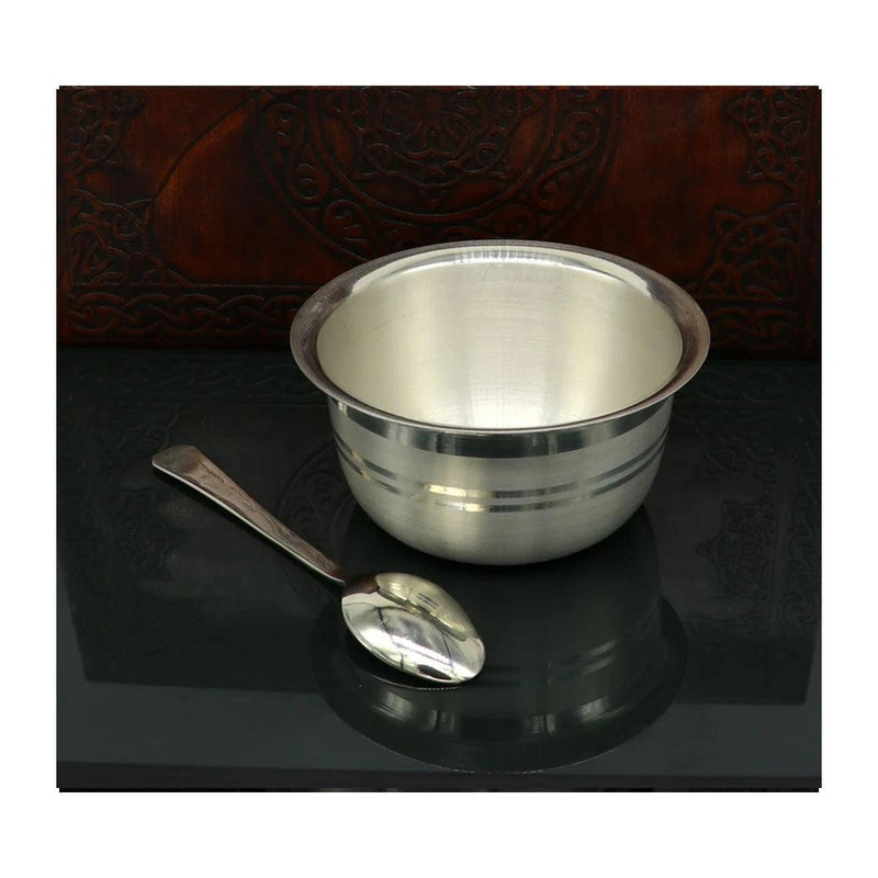 999 fine silver handmade small baby bowl, silver tumbler, flask, silver vessels utensils in India, UK, USA, All Country