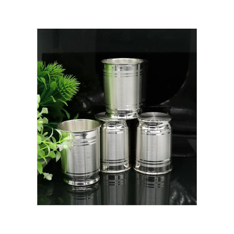 999 Fine Silver Water Glass Tumbler Silver Vessel Set, silver baby utensils, silver puja article, gifting utensils in India, UK, USA, All Country