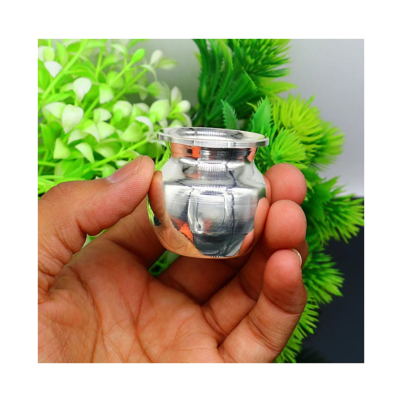 925 sterling silver handmade plain small Kalash or pot, unique special silver puja article, water or milk kalash pot Option - 1 in India, UK, USA, All Country