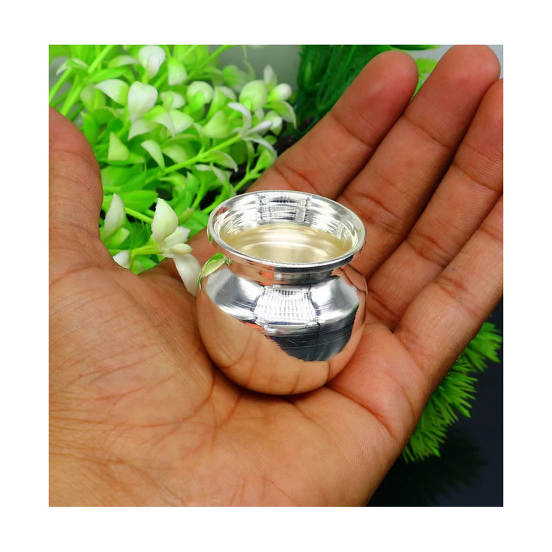 925 sterling silver handmade plain small Kalash or pot, unique special silver puja article, water or milk kalash pot in India, UK, USA, All Country