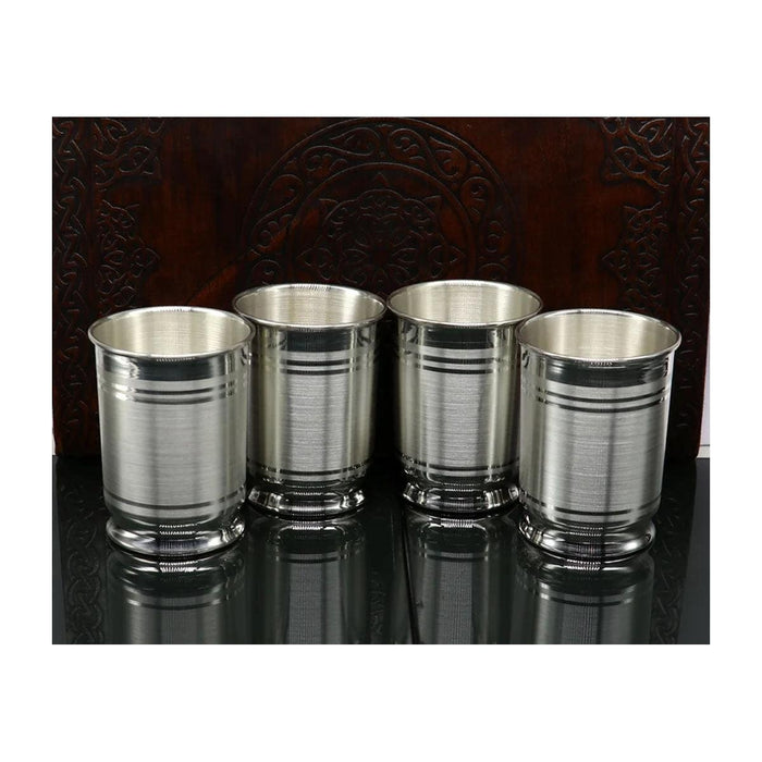 999 Fine Silver Water Glass Tumbler Silver Vessel Set, silver baby utensils, silver puja article, gifting utensils in India, UK, USA, All Country