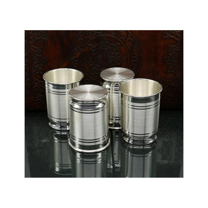 999 Fine Silver Water Glass Tumbler Silver Vessel Set, silver baby utensils, silver puja article, gifting utensils in India, UK, USA, All Country