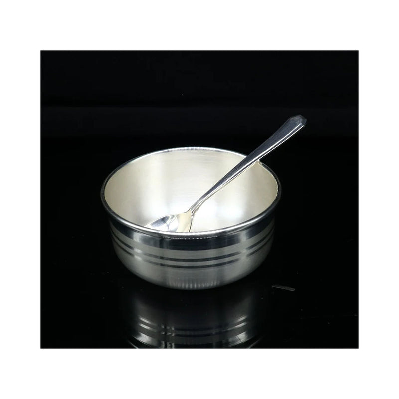 999 fine silver handmade small baby bowl and spoon set, silver tumbler, flask, silver vessel utensils in India, UK, USA, All Country
