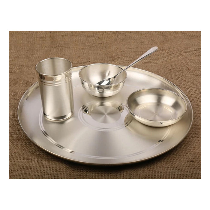Silver Dinner Set - 999 / Thali Set - Ashapura Pattern for Home Use or Gifting Silver Dinner Set in India, UK, USA, All Country