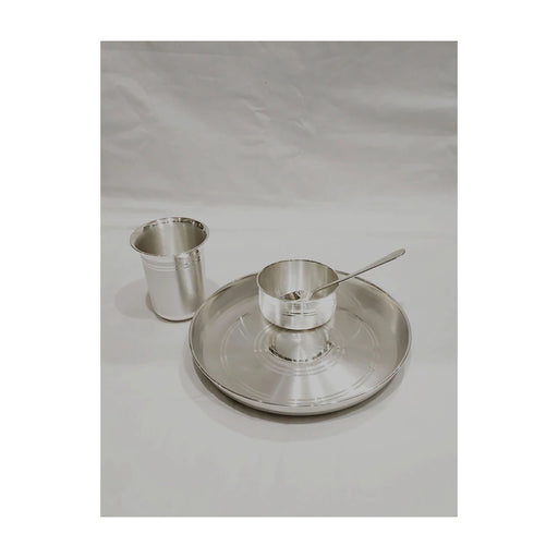 10" Size Set Weight - 680 grams 999 Pure Silver Dinner Set / Thali Set - Ashapura Pattern for Home Use or Gifting Silver Dinner Set in India, UK, USA, All Country