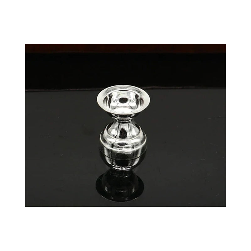 999 pure silver handmade elegant oil lamp, silver home temple utensils, silver diya in India, UK, USA, All Country