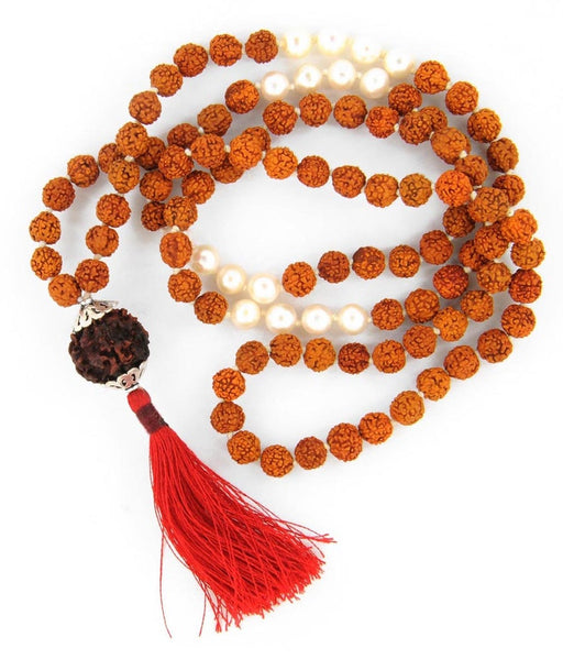 Black Color 5 Mukhi Nepali with 108 beads Rudraksha Holy beads Necklace with Pearls in India, UK, USA, All Country