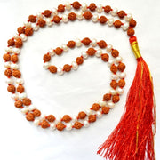 Pearl Moti with 5 Mukhi Rudraksha mala with 108 beads in Red thread in India, UK, USA, All Country