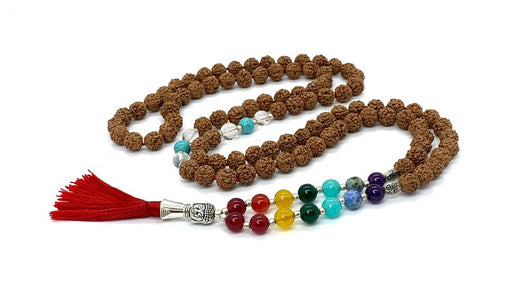 5 Mukhi Rudraksha mala bead necklace, 7 chakra mala, knotted mala in India, UK, USA, All Country