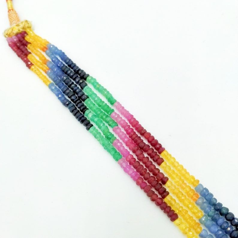 Precious Natural Emerald Ruby Blue and Yellow Sapphire Gemstone Necklace in India, UK, USA, All Country