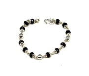 Sterling silver customized black beads Nazariya bracelet - Evil Eye Protection, new born baby bracelet in India, UK, USA, All Country