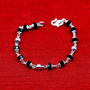 Sterling silver customized black beads Nazariya bracelet - Evil Eye Protection, new born baby bracelet in India, UK, USA, All Country