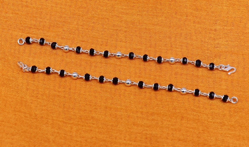 925 sterling silver customized black beads Nazariya bracelet - Evil Eye Protection, new born baby bracelet in India, UK, USA, All Country
