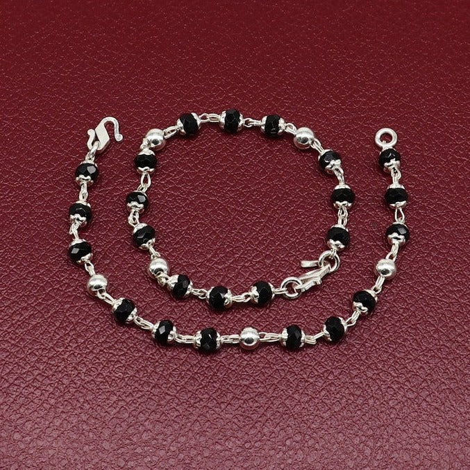 925 sterling silver customized black beads Nazariya bracelet - Evil Eye Protection, new born baby bracelet in India, UK, USA, All Country
