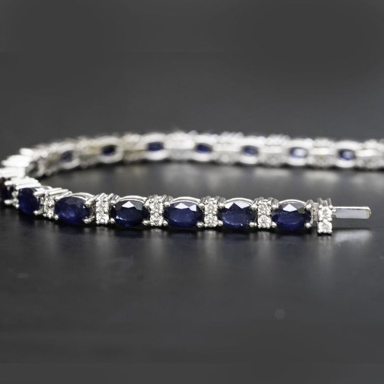 Sapphire Gemstone bracelet for women, wedding jewelry, Anniversary Gift, birthday Gift for wife in India, UK, USA, All Country