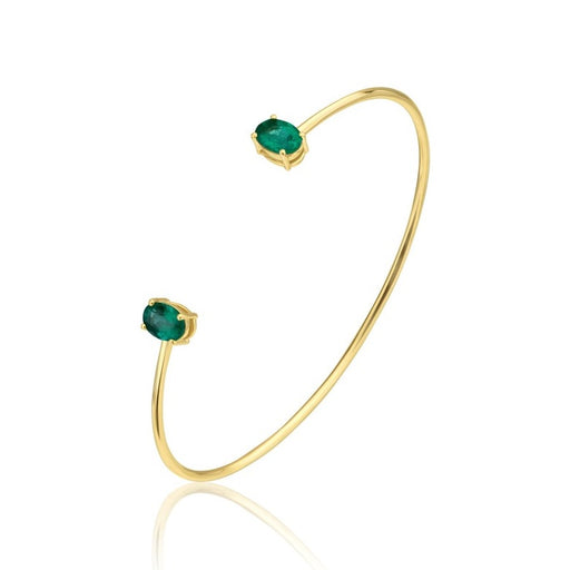 14k yellow gold bangle set with a matching pair oval Cut emerald in India, UK, USA, All Country