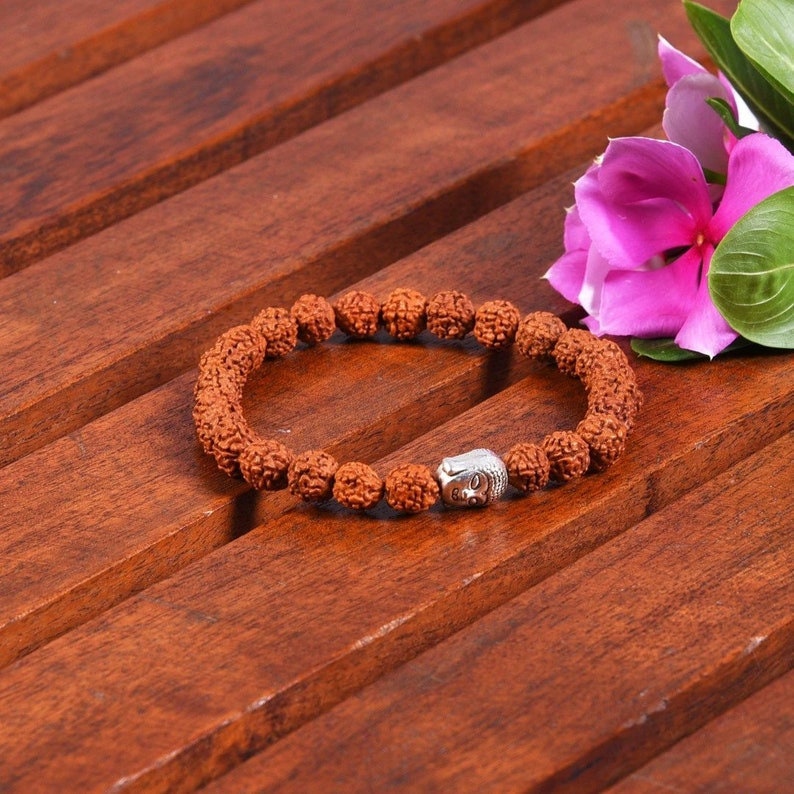 Rudraksha 5 Faced (Mukhi) 6mm 8mm or 10mm Seed Stretch Bracelet Sizes from 6" to 8.5" in India, UK, USA, All Country