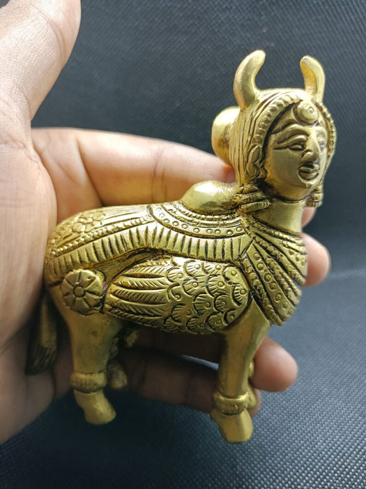 Super Fine Quality Pure Brass kamdhenu cow Idol Statue, Goddess Gauu Mata Idol Hindu Statue in India, UK, USA, All Country