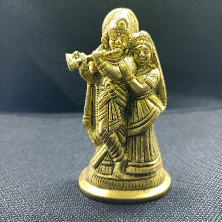 Super Fine Quality Pure Brass Radha Krishna Gold Idol Statue, Goddess Radha Krishna Idol, God of wealth, fortune, love and beauty in India, UK, USA, All Country