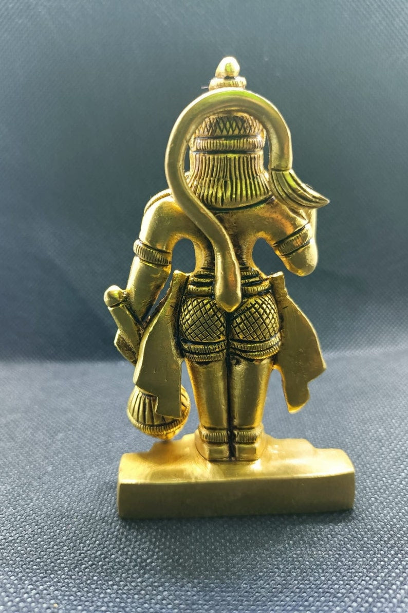 Pure Brass Lord Standing Hanuman Ji Idol God Deity Figurine, Goddess Standing Hanuman Idol Statue, God of Power in India, UK, USA, All Country