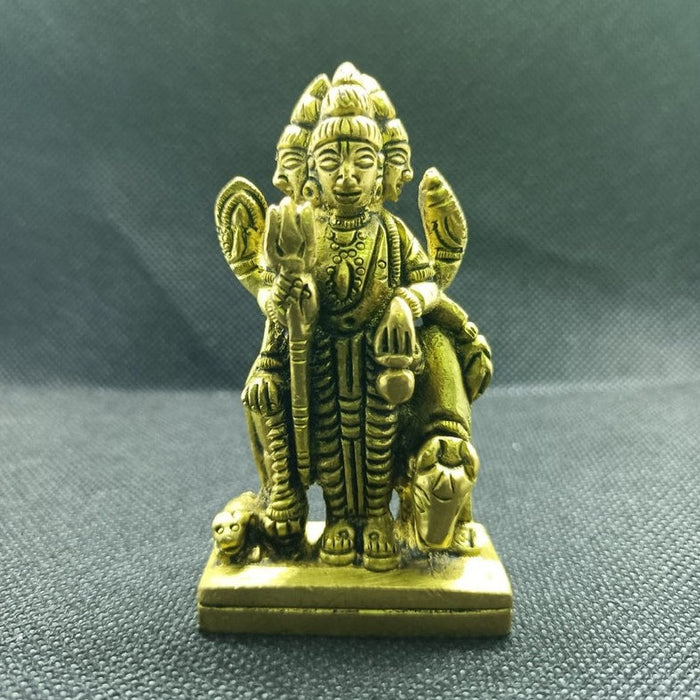Pure Brass Lord Goddess Dattatreya Idol Hindu God Deity Figurine, Goddess Datta Guru Idol Hindu Statue, God of Power in India, UK, USA, All Country
