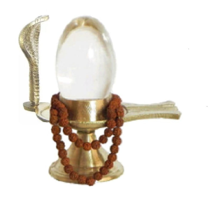 Brass Shivling with Snake Stand,Crystal Sphatik Lingam,Rudraksha Mala 6mm 108 Beads Yantra For Prosperity in India, UK, USA, All Country