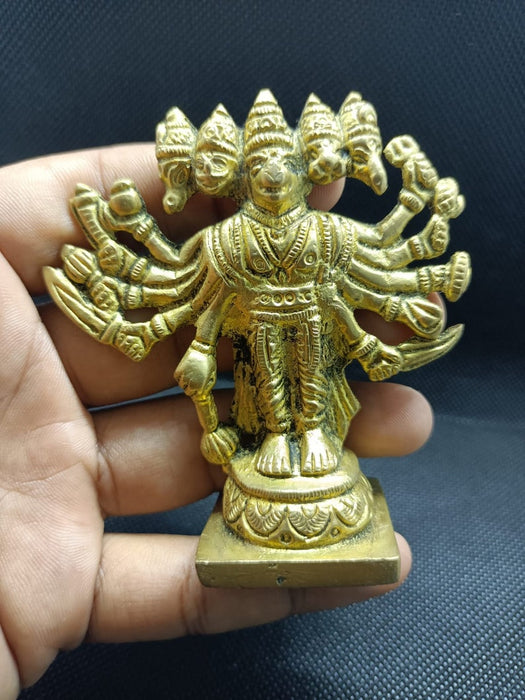 Pure Brass Lord Hanuman Panchamukhi Ji Idol Hindu God Deity Figurine, Goddess 5 face Hanuman Idol Hindu Statue, God of Power in India, UK, USA, All Country