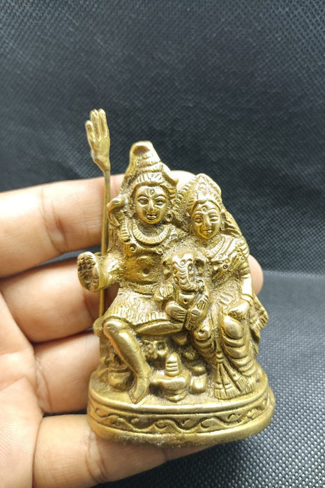 Pure Brass Lord Goddess Shiva Parvati Ganesh Idol Hindu God Deity Figurine, Goddess Shiva Parvati Ganesh Idol Hindu Statue, God of Universe in India, UK, USA, All Country