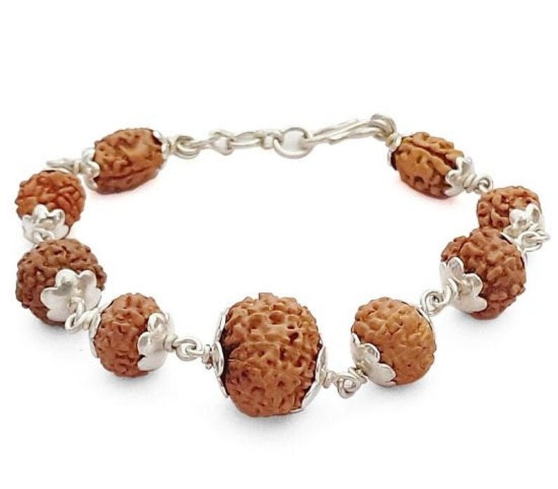 2 to 9 and 12 Mukhi (face) Indonesian Navgrah Rudraksha Beads Bracelet In Silver, To Pacify All The Nine Planets in India, UK, USA, All Country