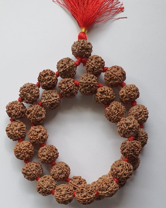 Face Nepali Rudraksha knotted Prayer Kantha Mala Necklace 32+1 Beads