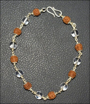 5 Face Rudraksha and Sphatik Bracelet In Pure Silver / Crystal Rudraksha Wrist Bracelet with S Hock in India, UK, USA, All Country