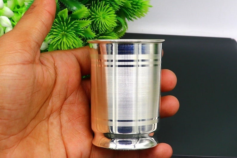 Silver handmade vessels, water/milk Glass tumbler, silver flask, baby kids silver utensils in India, UK, USA, All Country