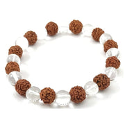 5 Mukhi Rudraksha Bracelet with Clear Quartz Bracelet for Meditation, Gifting in India, UK, USA, All Country