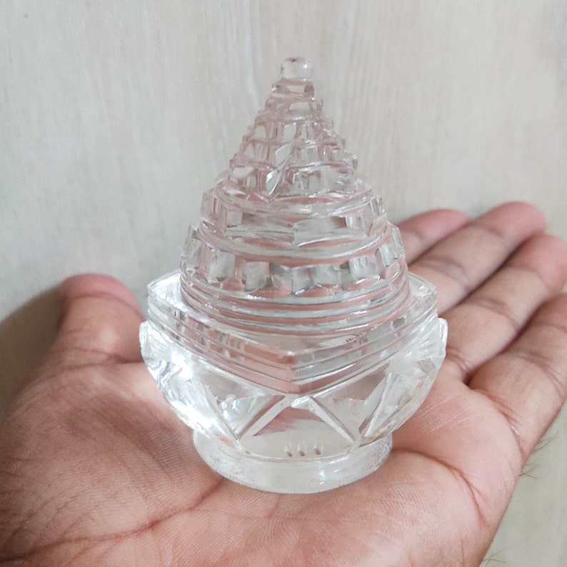 Crystal Sphatik Shri Shree Yantra Crystal Sumeru Shree Yantra on Lotus in India, UK, USA, All Country