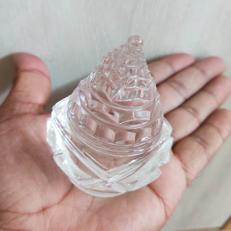 Crystal Sphatik Shri Shree Yantra Crystal Sumeru Shree Yantra on Lotus in India, UK, USA, All Country