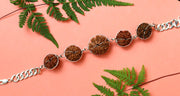 Rudraksha Bracelet with Silver Om, Yoga Bracelet, Genuine Rudraksha with Silver Cap in India, UK, USA, All Country