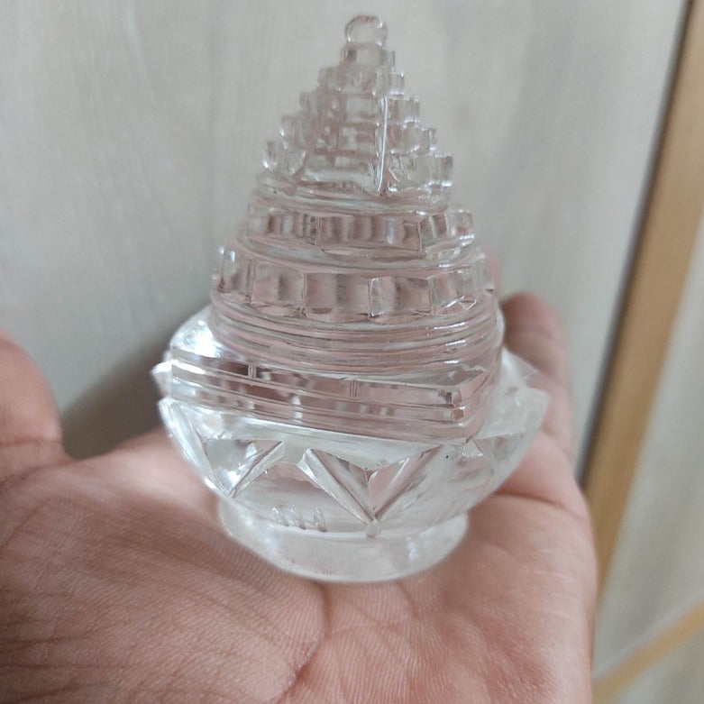 Crystal Sphatik Shri Shree Yantra Crystal Sumeru Shree Yantra on Lotus in India, UK, USA, All Country