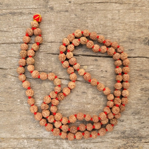 Rudraksha Japa Mala 5mm 108 + 1 Five Face Religious Beads for Prayer Yoga and Meditation in India, UK, USA, All Country
