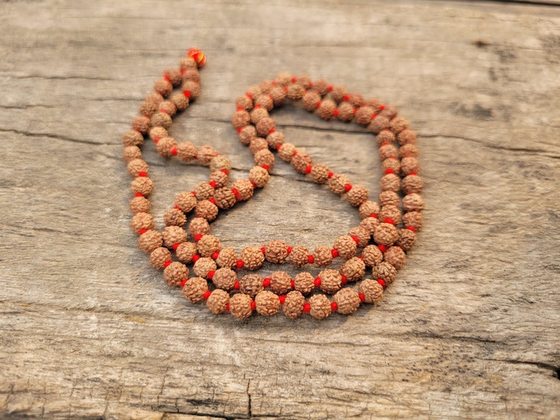 Rudraksha Japa Mala 5mm 108 + 1 Five Face Religious Beads for Prayer Yoga and Meditation in India, UK, USA, All Country