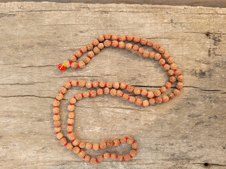 Rudraksha Japa Mala 5mm 108 + 1 Five Face Religious Beads for Prayer Yoga and Meditation in India, UK, USA, All Country