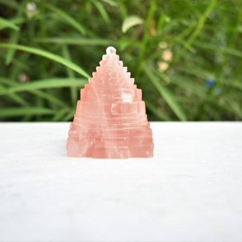 Shree Yantra Rose quartz, Quartz Crystal shri yantra in India, UK, USA, All Country