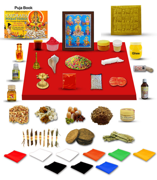 Navgraha Puja Kit / Navgraha (9 Planets) Pujan Samagri For Pooja Hindu Religion Festival in India, UK, USA, All Country