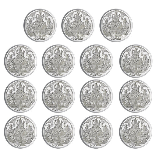 Ganesh Lakshmi Saraswati Coin In Pure 999 Silver 5 Grams Set Of 15 Religious Coins in India, UK, USA, All Country