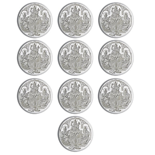 Ganesh Lakshmi Saraswati Coin In Pure 999 Silver 10 Grams Set Of 10 Religious Coins in India, UK, USA, All Country