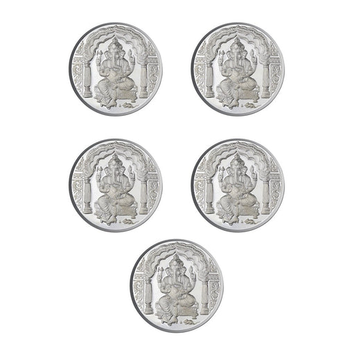 Lord Ganesh Coin In Pure 999 Silver 2.5 Grams Set Of 5 Religious Coins in India, UK, USA, All Country