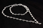 Crystal Quartz Sphatik Jap Mala Necklace 54 Beads 6 mm in silver Round for Meditation and Pooja in India, UK, USA, All Country
