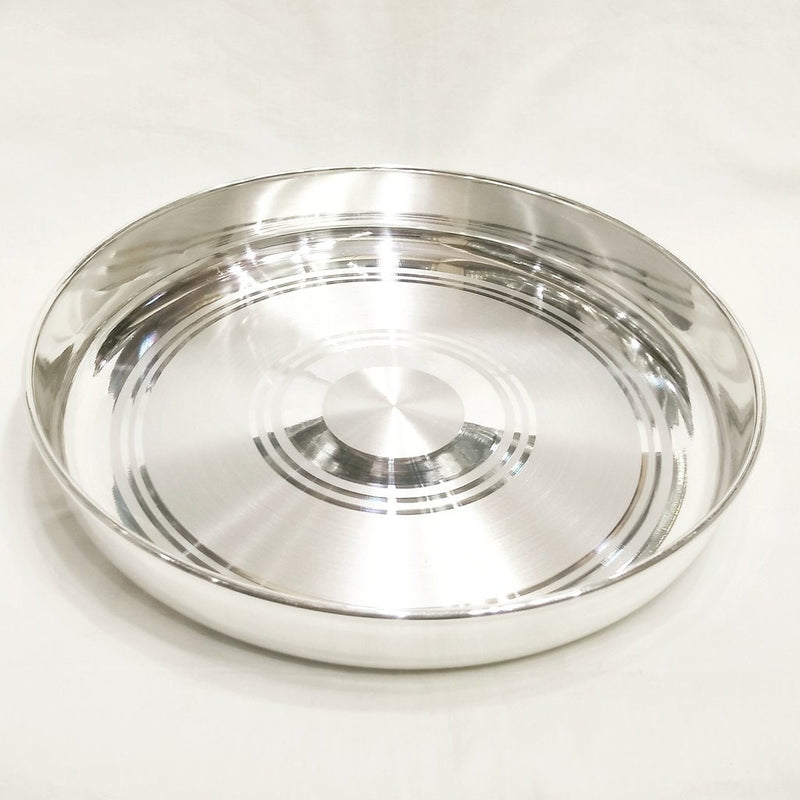999 Fine Pure Silver Handmade solid Plan Thali, Plate/ Tray for Prasad, baby food - 8 Inch approx 200+ gram approx in India, UK, USA, All Country
